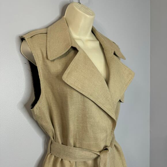 Theory Women's Katara Linen Vest Belted Sleeveless Flax Safari Natural Women's L - Picture 6 of 14